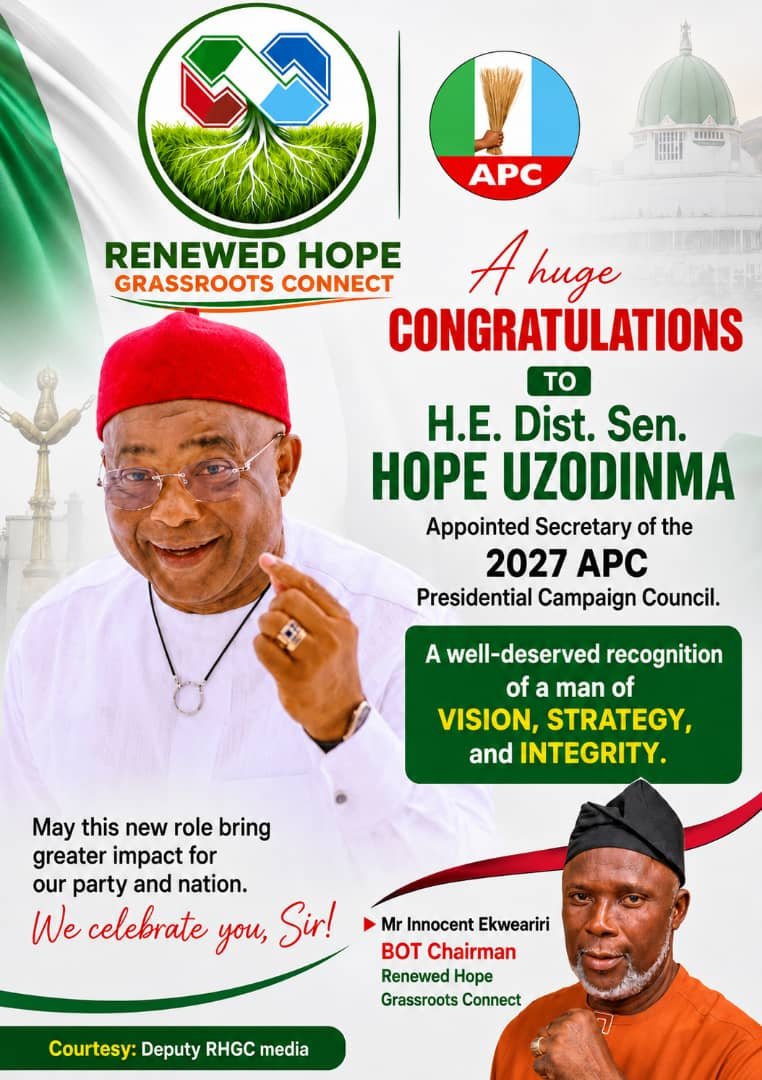 Congratulations H.E Dist. Sen Hope Uzodinma!